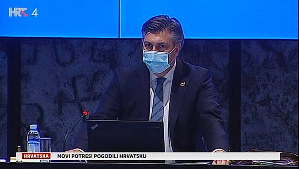 Premijer Andrej Plenković, sjednica Vlade RH 30.12.2020. Foto: screenshot YT