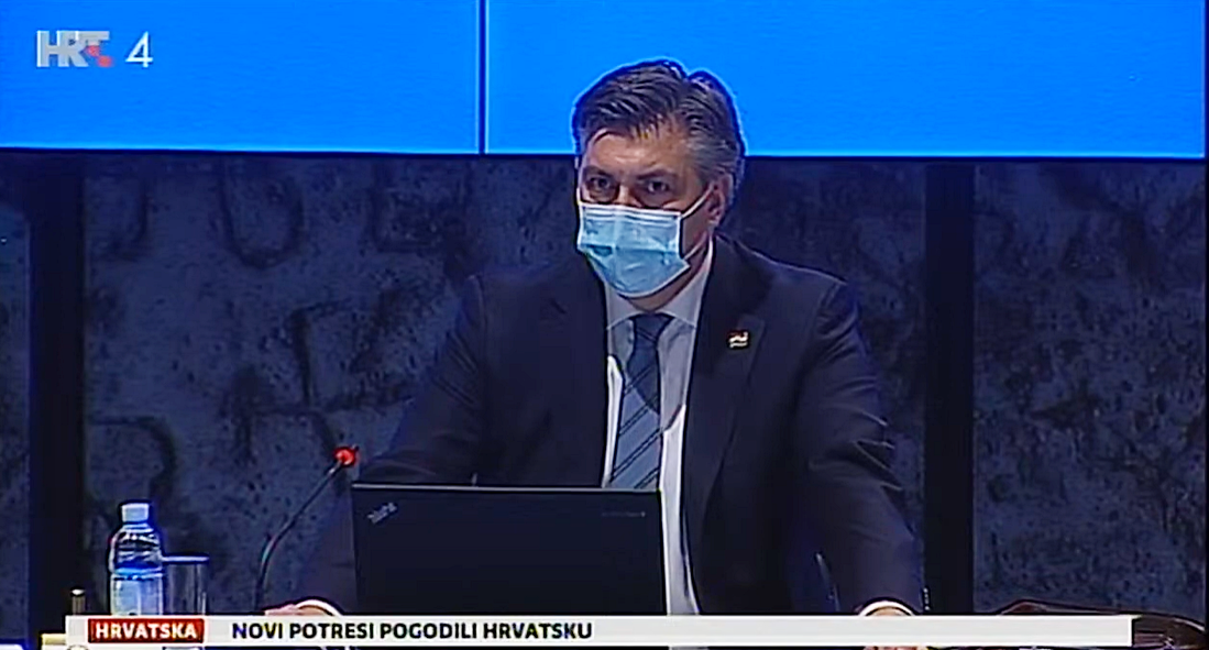 Premijer Andrej Plenković, sjednica Vlade RH 30.12.2020. Foto: screenshot YT