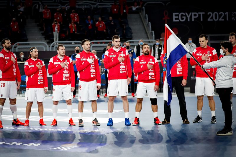 Team Croatia during the IHF World Championship 2021 Egypt, Main Round, Croatia vs Bahrain, Cairo Stadium Hall 1, Cairo, Egypt, 21.01.2021, Mandatory Credit © Jozo Cabraja / kolektiff