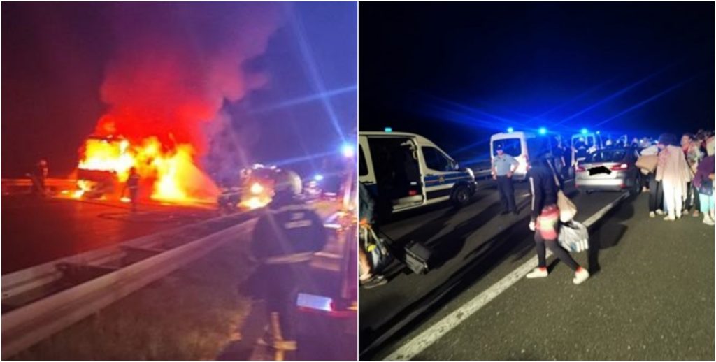 A4 požar na autobusu kod Varaždina, Foto: PUV / 15.7.2022.